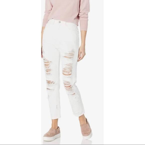 DL1961 Women's Cole Susie High Rise Tapered Cropped Destroyed Jeans Size 28 - Picture 1 of 12